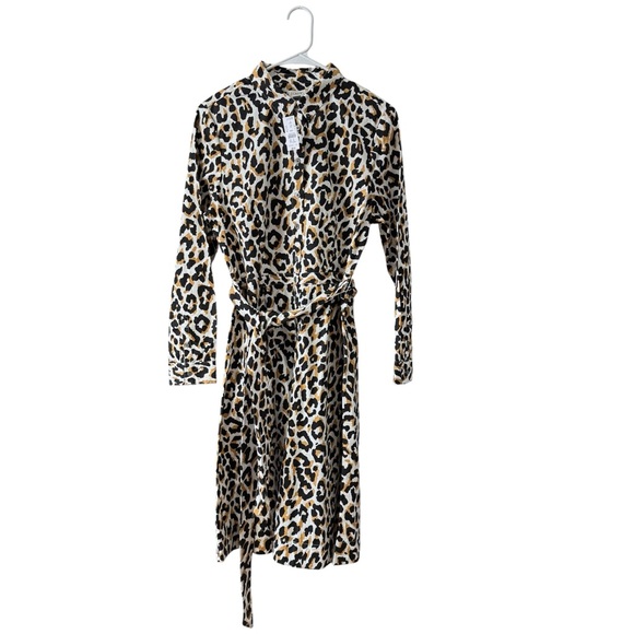 NEW J. Crew Leopard Print Tie Waist Shirt Dress Size 10 Cotton Poplin Casual - Picture 11 of 12